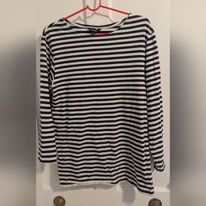 J. Peterman Black and White Striped Top